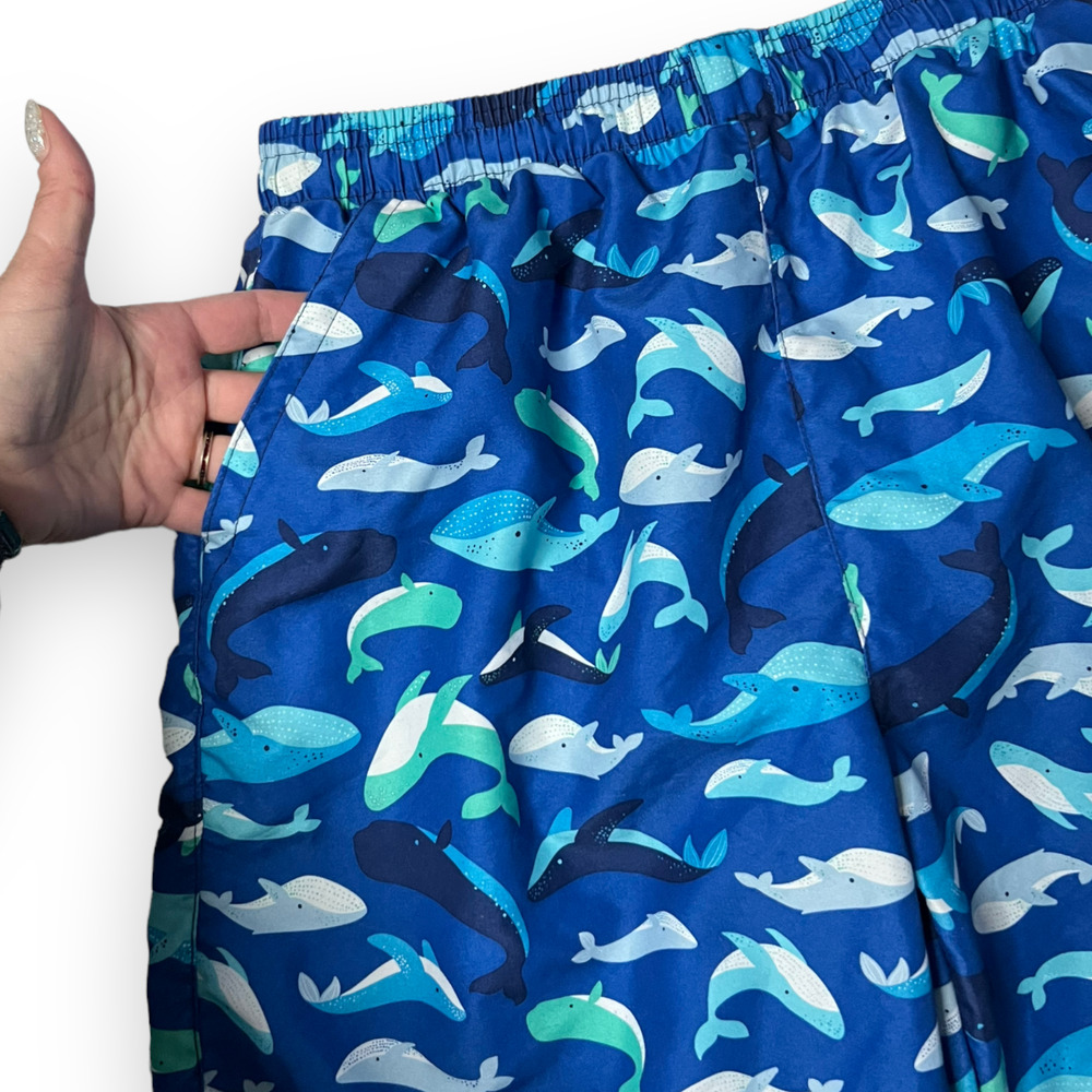 Billabong Boys Blue Whale Pattern Elastic Waist Mesh Lined Swim Trunks Size M - Picture 4 of 12